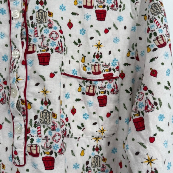 Lands’ End Womens Flannel Night Shirt Gown Size 18 Holiday Christmas Nautical - Picture 5 of 12